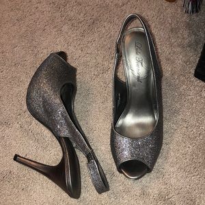 Deep Silver glitter sling back heels